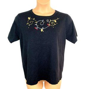 QUACKER FACTORY Black Holiday Sweater Gold Bice Short Sleeve